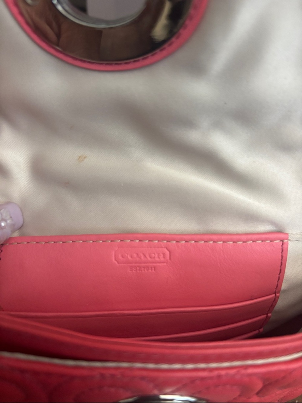 Coach Coral Pink Quilted Turnlock Chain Crossbody - Picture 7 of 8
